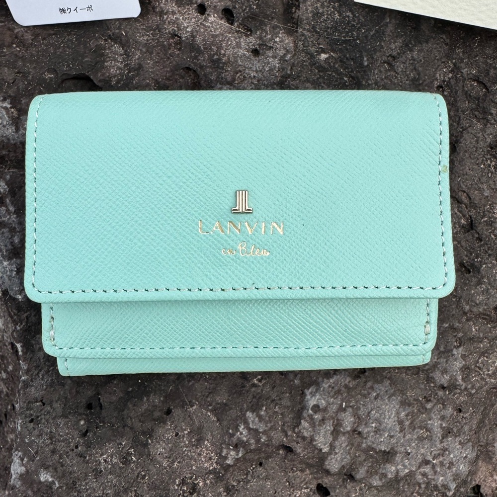 Lanvin en Bleu Mint Leather Compact Wallet w/Box Japan Exclusive Tags & Cards - Picture 4 of 11